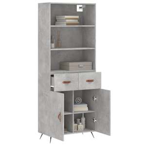 Skříň highboard betonově šedá 69,5x34x180 cm kompozitní dřevo - obrázek 12