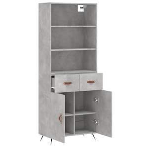 Skříň highboard betonově šedá 69,5x34x180 cm kompozitní dřevo - obrázek 3