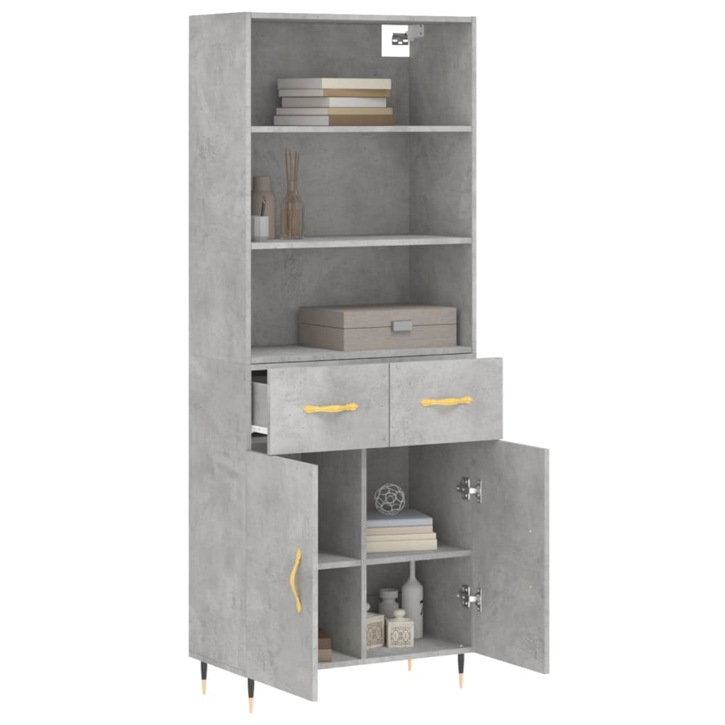 Thumbnail - vidaXL Highboard Betongrau 69,5x34x180 cm Holzwerkstoff