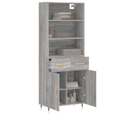 vidaXL Ντουλάπι Γκρι Sonoma 69,5 x 34 x 180 εκ. Επεξεργασμένο Ξύλο