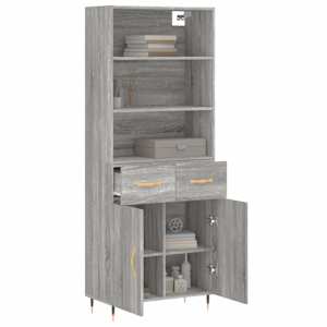 vidaXL Ντουλάπι Γκρι Sonoma 69,5 x 34 x 180 εκ. Επεξεργασμένο Ξύλο