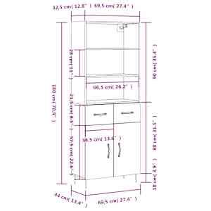 Skříň highboard hnědý dub 69,5 x 34 x 180 cm kompozitní dřevo - obrázek 14