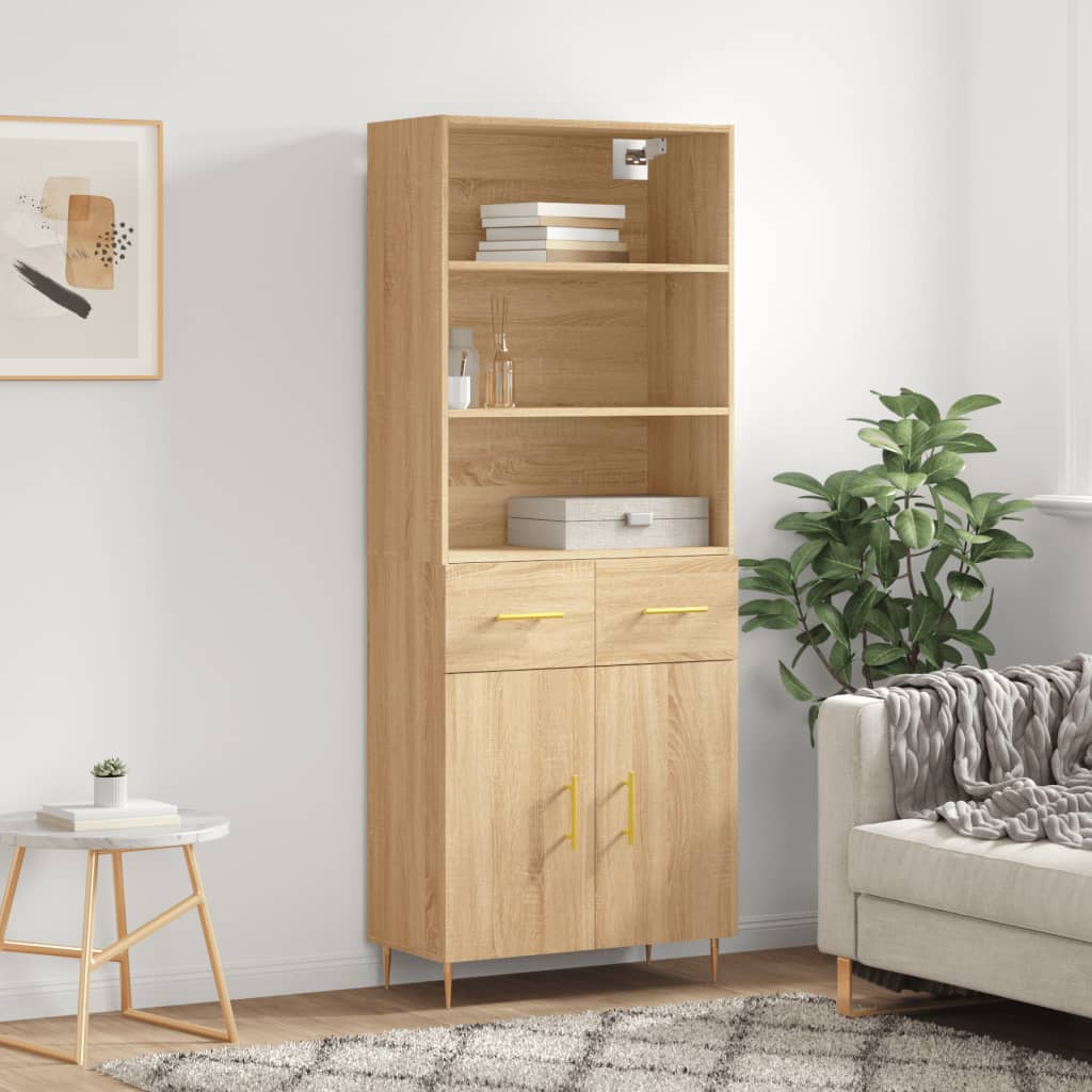 Skříň highboard dub sonoma 69,5 x 34 x 180 cm kompozitní dřevo