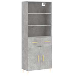 Skříň highboard betonově šedá 69,5x34x180 cm kompozitní dřevo - obrázek 2