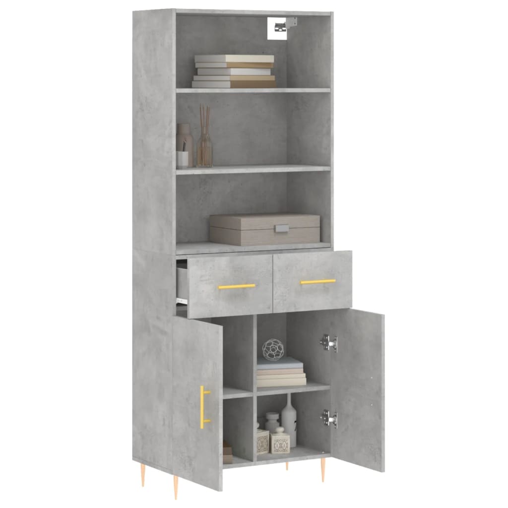 vidaXL Hoge kast 69,5x34x180 cm bewerkt hout betongrijs afbeelding