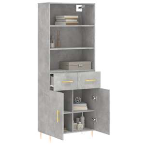 Skříň highboard betonově šedá 69,5x34x180 cm kompozitní dřevo - obrázek 3