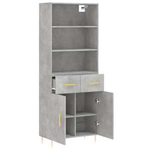 Skříň highboard betonově šedá 69,5x34x180 cm kompozitní dřevo - obrázek 4