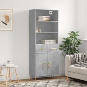 Skříň highboard betonově šedá 69,5x34x180 cm kompozitní dřevo - obrázek 1