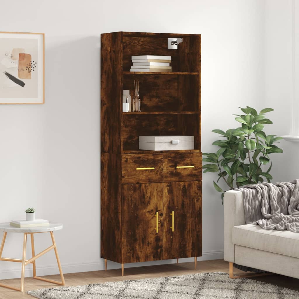 Highboard Räuchereiche 69,5x34x180 cm Holzwerkstoff