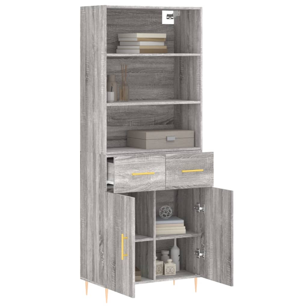 vidaXL Hoge kast 69,5x34x180 cm bewerkt hout grijs sonoma eikenkleurig afbeelding