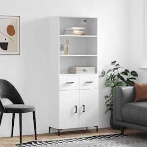 Visoka omara bela 69,5x34x180 cm inženirski les