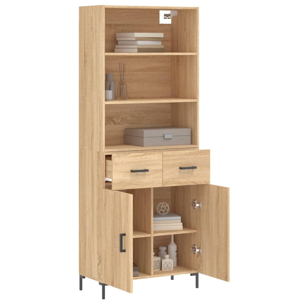 vidaXL Hoge kast 69,5x34x180 cm bewerkt hout sonoma eikenkleurig