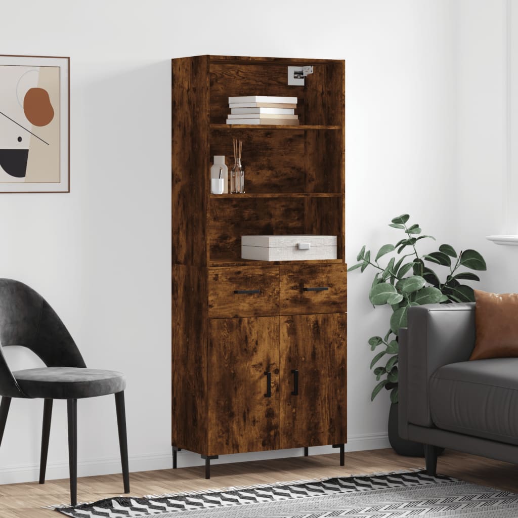 vidaXL Highboard Räuchereiche 69,5x34x180 cm Holzwerkstoff