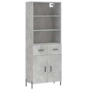 Skříň highboard betonově šedá 69,5x34x180 cm kompozitní dřevo - obrázek 2
