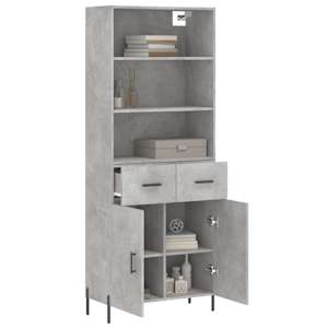 Skříň highboard betonově šedá 69,5x34x180 cm kompozitní dřevo - obrázek 3