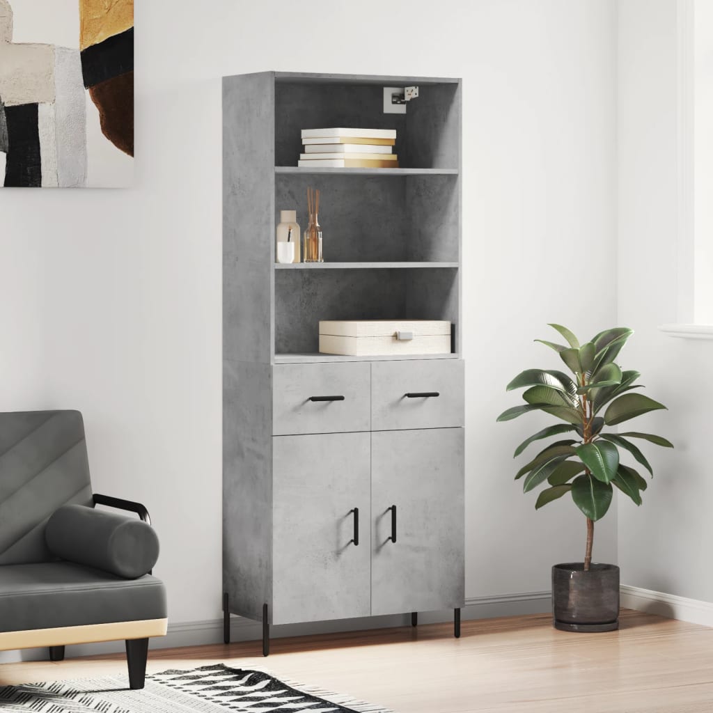 Skříň highboard betonově šedá 69,5x34x180 cm kompozitní dřevo