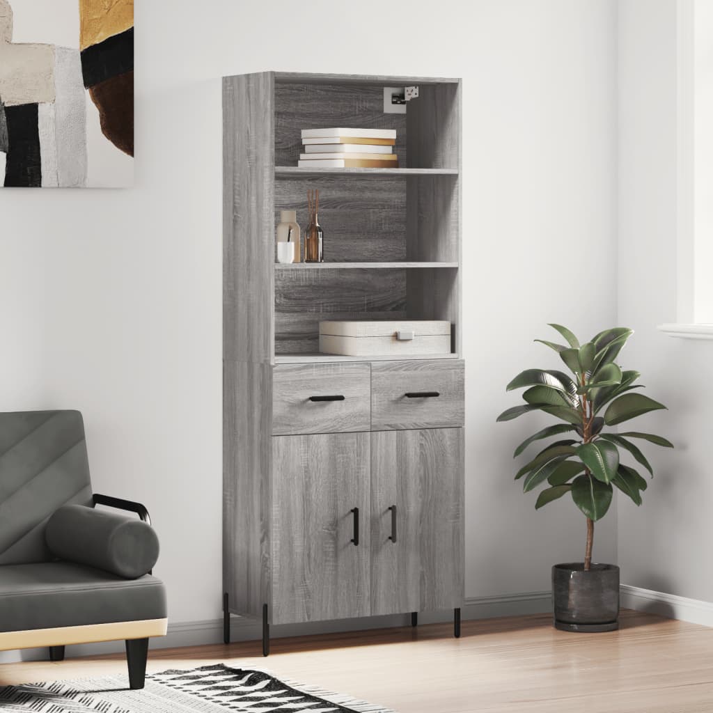Thumbnail - vidaXL Highboard Grau Sonoma 69,5x34x180 cm Holzwerkstoff