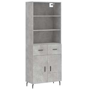 Skříň highboard betonově šedá 69,5x34x180 cm kompozitní dřevo - obrázek 2