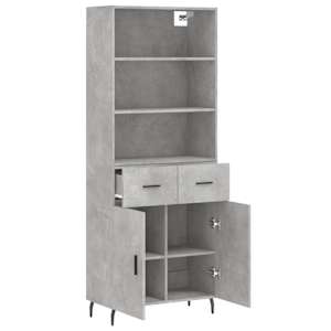 Skříň highboard betonově šedá 69,5x34x180 cm kompozitní dřevo - obrázek 4