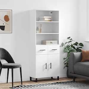 Skříň highboard bílá 69,5 x 34 x 180 cm kompozitní dřevo - obrázek 1