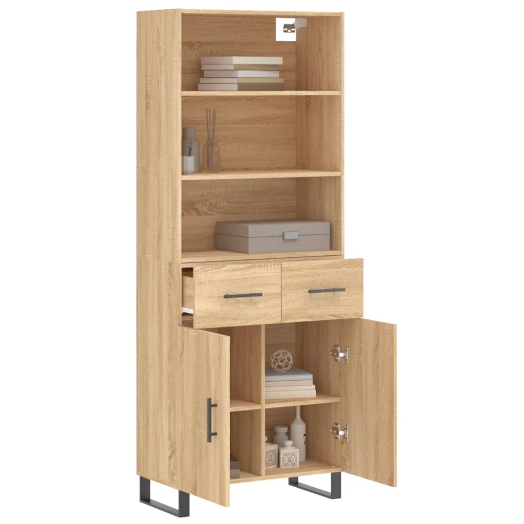 vidaXL Hoge kast 69,5x34x180 cm bewerkt hout sonoma eikenkleurig