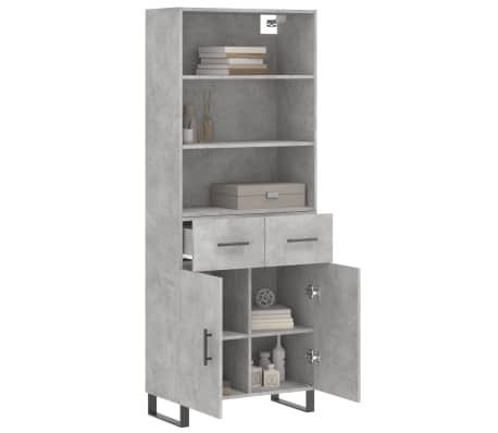 vidaXL Highboard betonggrå 69,5x34x180 cm konstruert tre