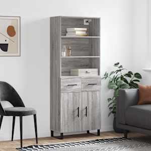 Skříň highboard šedá sonoma 69,5 x 34 x 180 cm kompozitní dřevo - obrázek 1