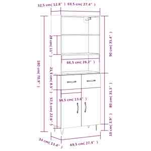 Skříň highboard bílá 69,5 x 34 x 180 cm kompozitní dřevo - obrázek 14
