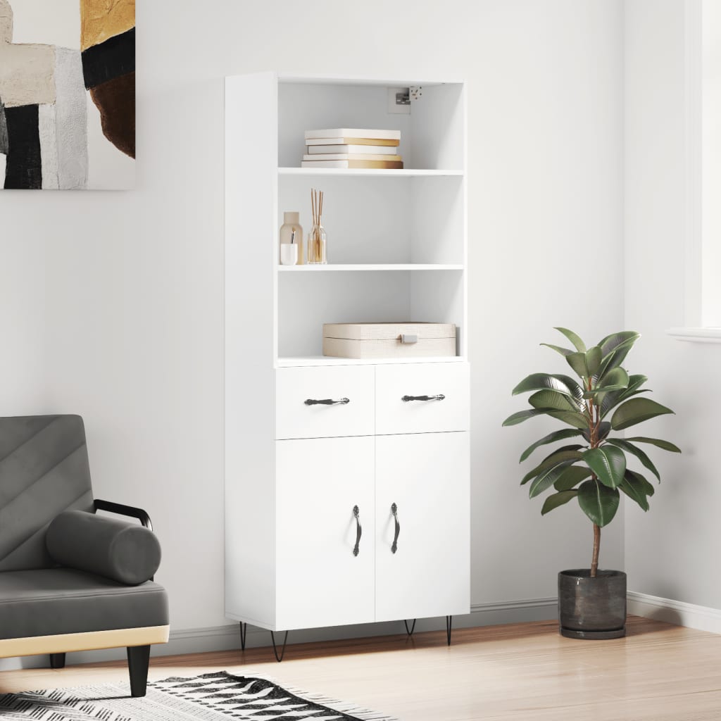vidaXL Buffet haut Blanc 69,5x34x180 cm Bois d'ingénierie 3200545