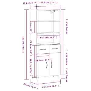 Skříň highboard betonově šedá 69,5x34x180 cm kompozitní dřevo - obrázek 14