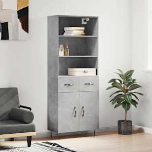 Skříň highboard betonově šedá 69,5x34x180 cm kompozitní dřevo - obrázek 1