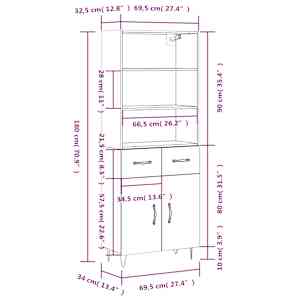 Skříň highboard hnědý dub 69,5 x 34 x 180 cm kompozitní dřevo - obrázek 14