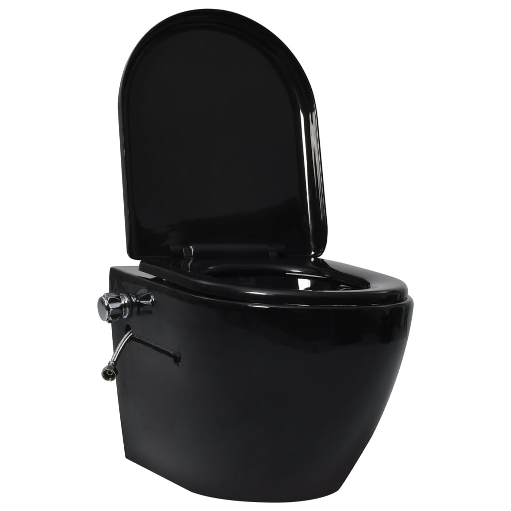  Závesné bezrámové WC so skrytou nádržkou čierne keramika