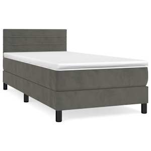Box spring postel s matrací tmavě šedá 90x190 cm samet - obrázek 2
