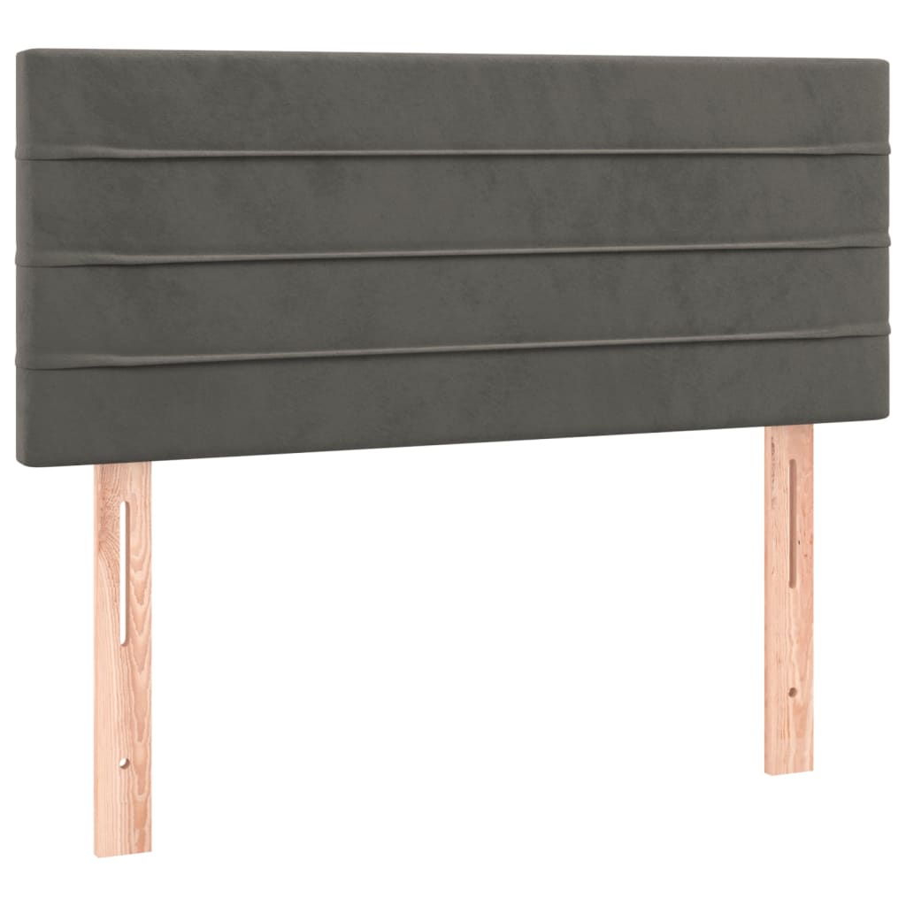 Pat box spring cu saltea, gri închis, 90x190 cm, catifea