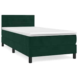 Box spring postel s matrací tmavě zelená 90x190 cm samet - obrázek 2