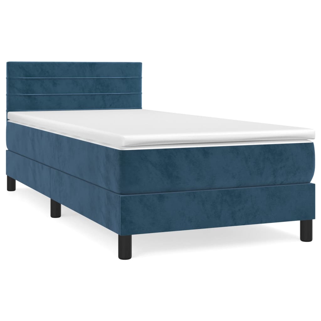 Thumbnail - vidaXL Boxspringbett mit Matratze Dunkelblau 90x190 cm Samt