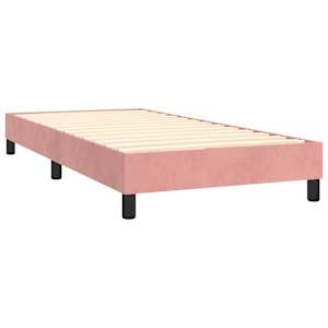 Box spring postelja z vzmetnico roza 90x190 cm žamet - slika 4
