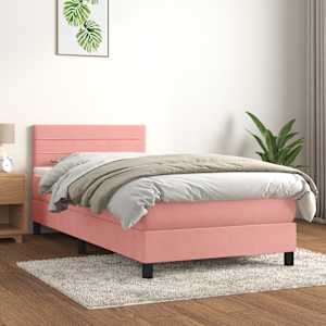 Box spring postel s matrací růžová 90x190 cm samet - obrázek 1