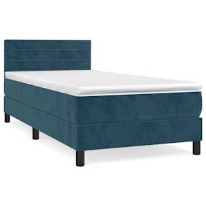 Box spring postel s matrací tmavě modrá 90x200 cm samet - obrázek 2