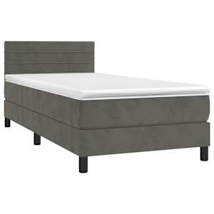 Box spring postel s matrací tmavě šedá 100x200 cm samet - obrázek 3