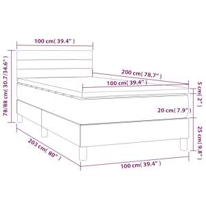 Box spring postel s matrací tmavě modrá 100x200 cm samet - obrázek 8