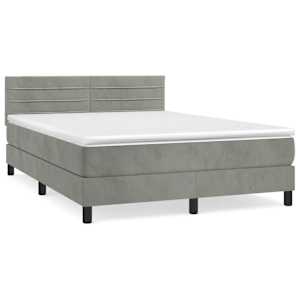 Box spring postelja z vzmetnico svetlo siv 140x190 cm žamet - slika 2