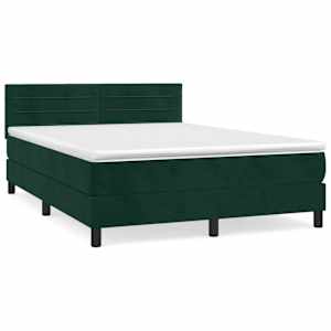 Box spring postelja z vzmetnico temno zelen 140x190 cm žamet - slika 2