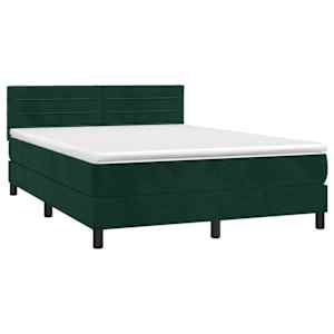 Box spring postelja z vzmetnico temno zelen 140x190 cm žamet - slika 3