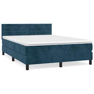 Box spring postel s matrací tmavě modrá 140x190 cm samet - obrázek 2