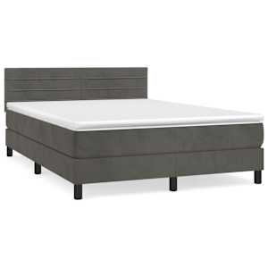 Box spring postel s matrací tmavě šedá 140x200 cm samet - obrázek 2