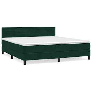 Box spring postel s matrací tmavě zelená 160x200 cm samet - obrázek 2