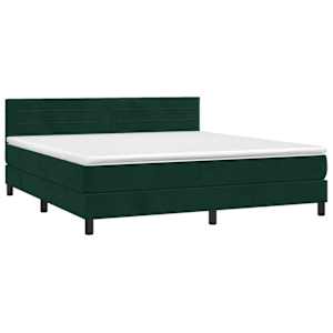 Box spring postelja z vzmetnico temno zelena 160x200 cm žamet - slika 3