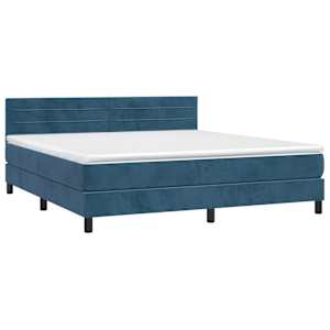 Box spring postelja z vzmetnico temno modra 160x200 cm žamet - slika 3